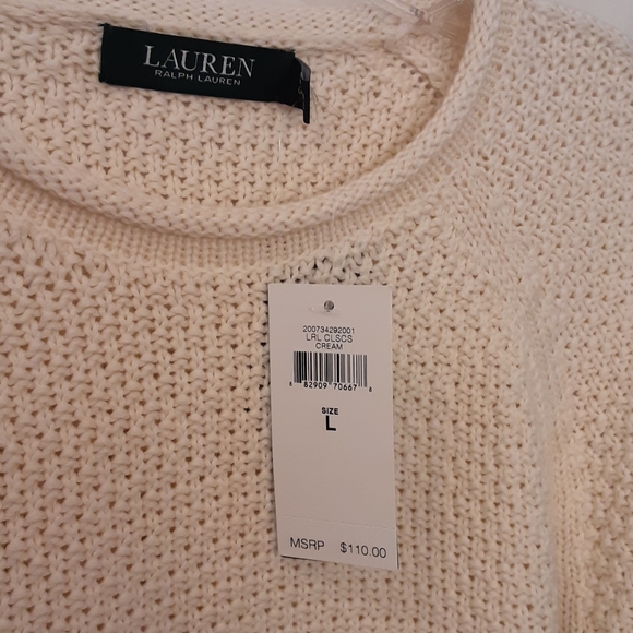NWT  Lauren Ralph Lauren Sz. L Cream L/S Sweater - Picture 5 of 5